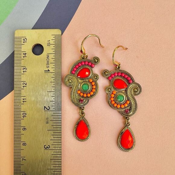 Colorful drop statement earrings - Picture 8 of 10